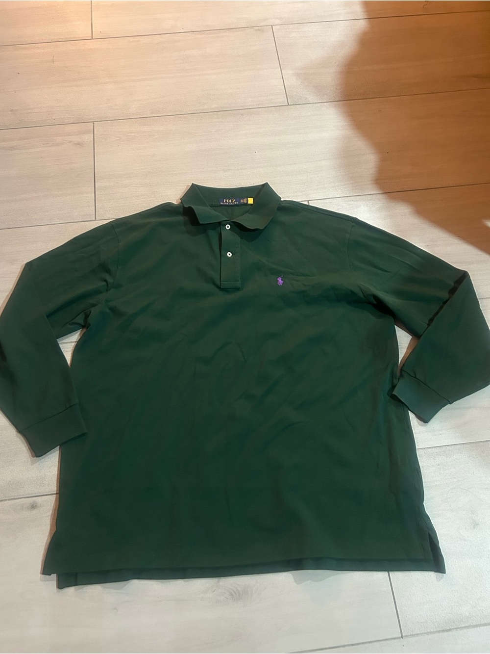 NEW Polo Ralph Lauren Green Long Sleeve Mesh Polo logo Pony Size 2XB - Picture 2 of 6